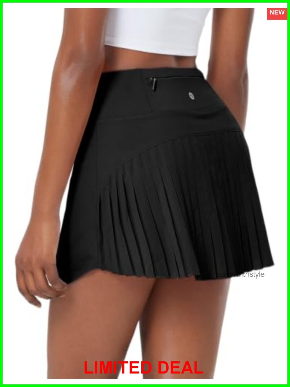 Pleated Tennis Skirt Skort with 3 Pockets Tummy Control High Waist